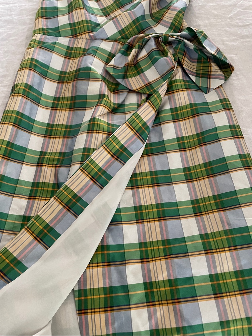 J.Crew one shoulder plaid silk taffeta dress 4 bow dressy wedding cocktail - Picture 8 of 9